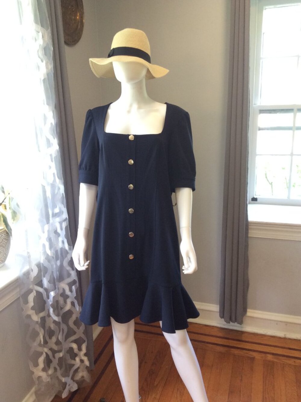 Tommy Hilfiger Black Button Front Dress Classic Fit Flare Dress